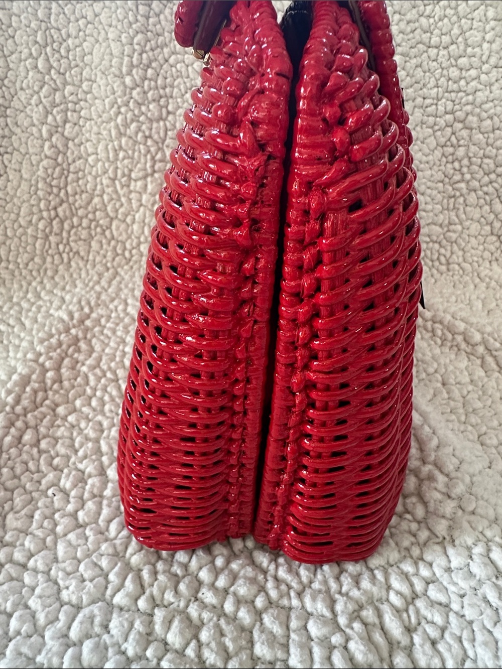 Salvatore Ferragamo Gancini Red Woven Rattan Basket Top-Handle Satchel with CoA - Picture 7 of 16